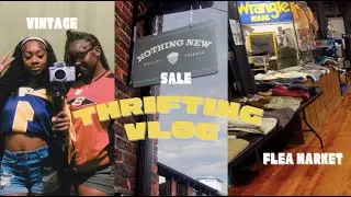 THRIFTING VLOG | Vintage Clothes | Flea Market | Free Food | Michigan Jersey Find! |