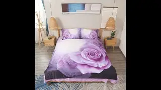 Dewy Purple Roses Printed 4-Piece 3D Bedding Set/Duvet Cover Set Ultra Soft Polyester