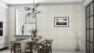 Amara Panel Vinyl Wallpaper Cream Belgravia 7373 - 3D Room