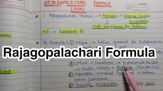 Rajagopalachari Formula(1944)|| Handwritten Notes|| National Movement|| Modern India|| An Aspirant !