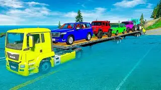 Flatbed Truck McQueen | Transportation with Truck - Pothole vs Car | BeamNG.Drive Gameplay #37