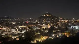 Acropolis and Athens night view from Areopagus hill