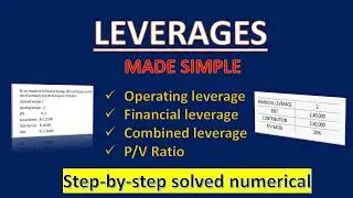 LEVERAGE NUMERICAL SOLVED | OPERATING, FINANCIAL & COMBINED, EBIT, P/V RATIO LEVERAGE | COMMERCE |