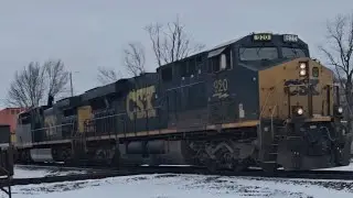 Southbound CSX Intermodal Crossing Dunkirk Diamond. 2 Locomotives Up Front. 1/17/26