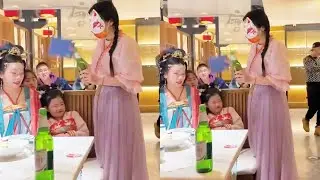 The baby was almost scared and the cat ran away quickly!