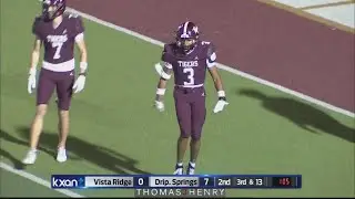 Dripping Springs TD: Chase Ames to James Montgomery 36-yard pass