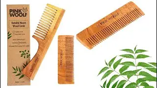 Pink Woolf Handmade Neem Wooden Combs Natural & Eco Friendly Combs with Anti Bacterial Properties