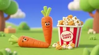 Crunchy Carrots and Popcorn Bites 🥕🍿🎶 | Healthy Snack Song for Kids