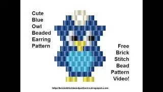 Cute Blue Owl Earrings Brick Stitch Bead Pattern
