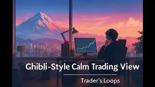 Ghibli-Style Morning Calm with Trading Charts