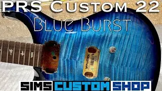 PRS Custom 22 Lefty guitar - Blue Burst paint by Sims Custom Shop