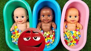 3 Rainbow BathTubs Candy with M&M's and Magic Slime