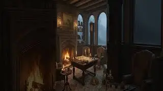 Cozy Manor Fireplace Ambience for Spooky Board Game Night (4K) #Short