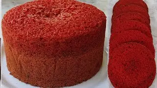 1+1/2 Kg Red Velvet Sponge Cake Recipe Without Oven/How To Make Red Velvet Sponge Cake/Basic Sponge👌