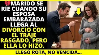 MARIDO SE RÍE CUANDO SU ESPOSA EMBARAZADA LLEGA AL DIVORCIO CON EL TRAJE RASGADO, PERO ELLA LO HIZ