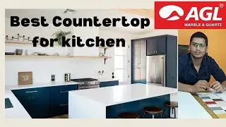 Quartz Kitchen Countertop / Agl Quartz / White Kitchen Design / Kitchen Countertop options /In Hindi