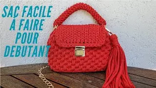 Crochet handbag, t-shirt yarn, step by step, easy for beginners