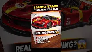 I Drew a Ferrari that looks 🤯100% Real 😱#ytshorts  #cardrawing #shorts #art #carsketch #ferrari #10k