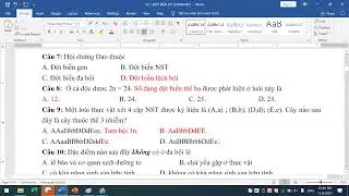 TRẮC NGHIỆM ĐỘT BIẾN SỐ LƯỢNG NST PHẦN 1