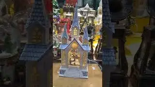 Double Castle White Holy Family Christmas Table Lamp Snow Globe actual video by santamanila.com