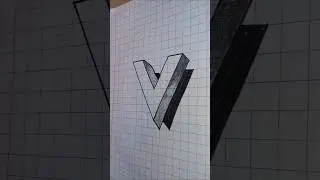 3d drawing letter V/ Easy 3d drawing ideas