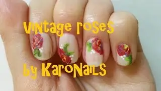 Vintage Roses nail art by KaroNails