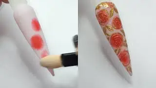metallic floral nail art design with ombre background full tutorial