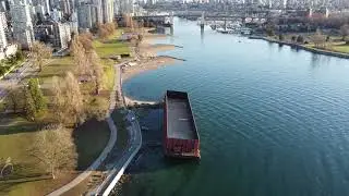 2021 December 20 - English Bay and a Beached Barge