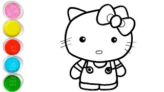 Милый рисунок, раскраска и рисование Hello Kitty для детей и малышей_ Детское искусство