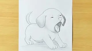How to Draw Dog drawing easy step by step || Pencil drawing