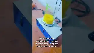 Performing the saponification reaction to make soap using the cold process method.
