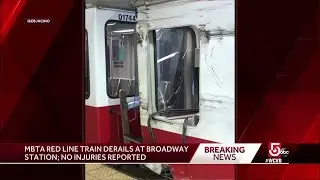 Red Line train derails at Broadway station