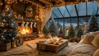 Jazz Cafe Ambience with Fireplace on a Snowy Winter Evening