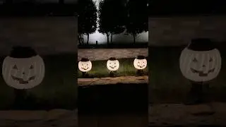 DIY pumpkin pail solar lights! beautiful at night. Pails are walmart! #diysolar #diyhalloweendecor