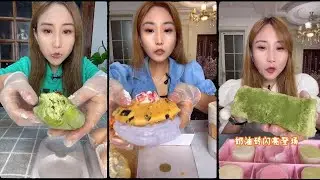 asmr mukbangasmr/kwai dessert mukbang,/mochi eating,creperoll cake chocolate #asmr