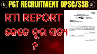PGT Recruitment OPSC/SSB RTI Report | Latest Update | OAVS, SSB, OPSC PGT Recruitment 2025