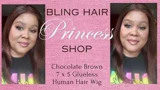 Bling Hair Princess Shop Chocolate Brown 7 x 5 Glueless Human Hair Wig