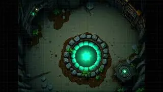DnD compatible animated map _ Dark Dungeon with Circular Hole _ square grid _ ambience for VTT