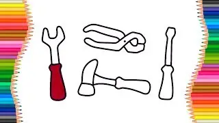 How to Draw Toy Repair Tools Set | Toys Coloring Pages for Kids