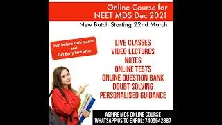 Online Course for NEET MDS Dec 2021