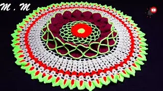 HERMOSO TAPETE TEJIDO A CROCHET EN CASTELLANO  PASO A PASO (PARTE 1) | MANUALIDADES MARTINA