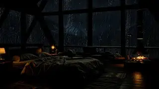 🔥 Cozy Rainstorm in a Log Cabin ( No Ads)-Ambient Sounds for Sleeping & Studying 🌧️