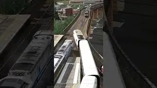 high speed train passes through trple train turntable crossing #automobile #indianrailways #amtrak