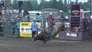 Jett Lockie replay bull ride at the Richer Rodeo 2025 Bullnanza