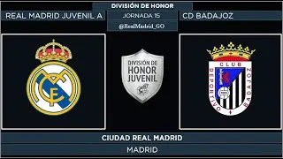 Real Madrid Juvenil A - CD Badajoz | División de Honor Juvenil 2021/22 | Jornada 15