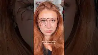Простой лайфхак с макияжем паука! ⚠️осторожно с зубочистками🫶🏼 #хеллоуин2025 #макияжнахеллоуин #х...