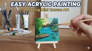 Mini Canvas Acrylic Painting #acrylicpainting #landscapepainting #minicanvas #minicanvaspainting 