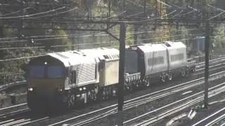 (HD) EWS 'Shed' 66115 drags 56087 on the 6X39 seen at South Kenton