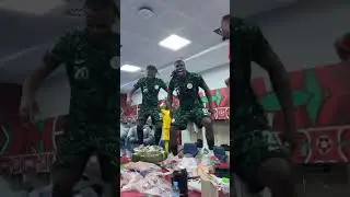 Massive celebration in the Super Eagles changing room after their dominant 2-0 win.