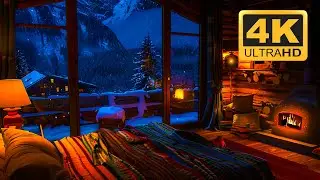 Sue&ntilde;o Profundo con Sonidos de Tormenta y Chimenea | Ambiente Acogedor de Invierno en 4K ❄️